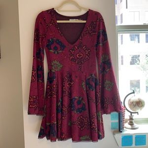 Anthropologie Floral Knit Dress
